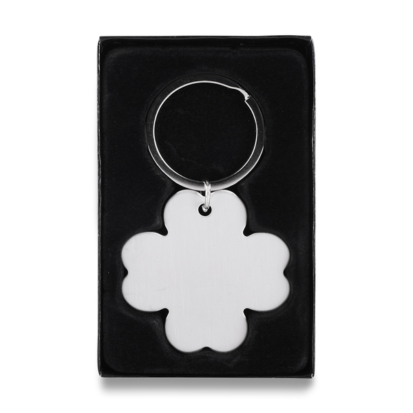 Brelok metalowy 4-leaf clover, srebrny z grawerem logo - zdjęcie produktu