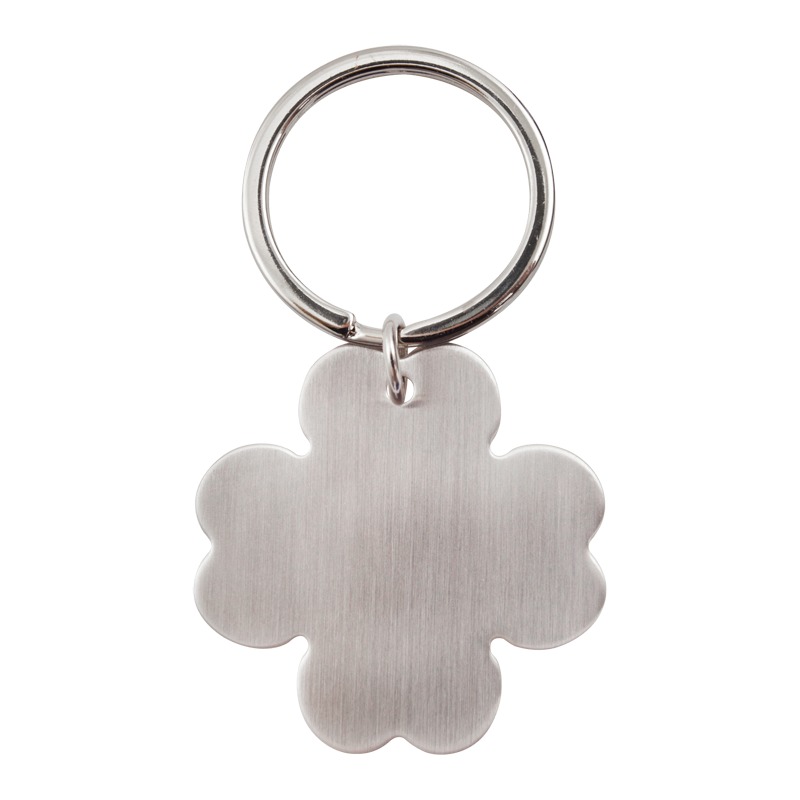Brelok metalowy 4-leaf clover, srebrny z grawerem logo c
