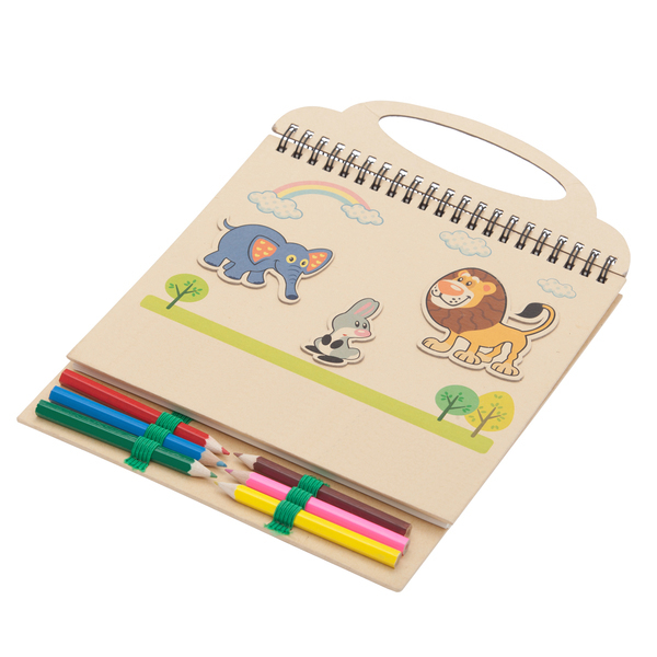 Zestaw do rysowania Lovely Animals, beżowy z nadrukiem logo - zdjęcie produktu