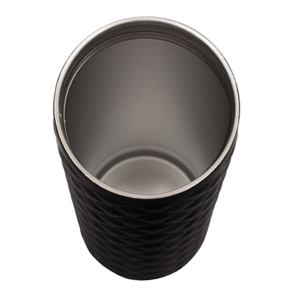 Kubek termiczny Tallin 450 ml, czarny z nadrukiem logo b