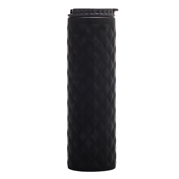 Kubek termiczny Tallin 450 ml, czarny z nadrukiem logo c