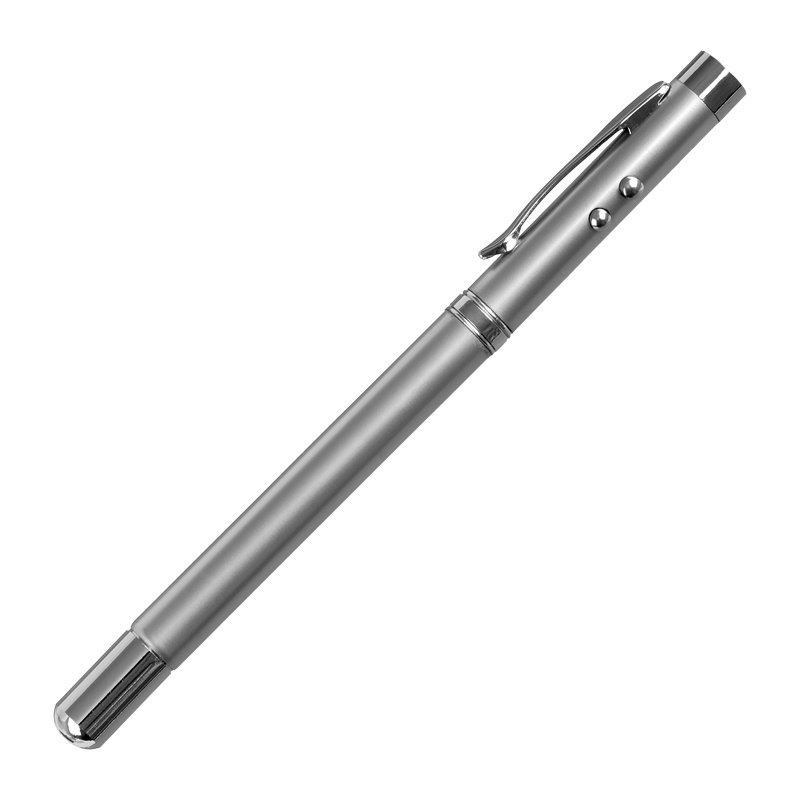 Długopis 4-funkcyjny Pointer ze wskaźnikiem laserowym, srebrny z grawerem logo b