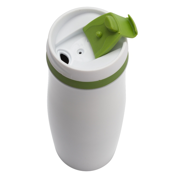 Kubek termiczny Viki 390 ml, zielony/biały z nadrukiem logo a