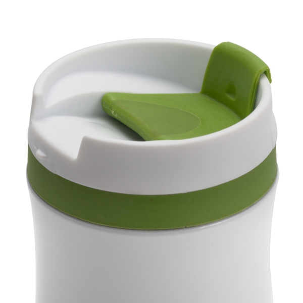 Kubek termiczny Viki 390 ml, zielony/biały z nadrukiem logo b