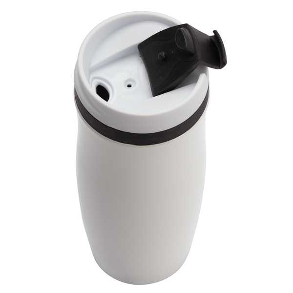 Kubek termiczny Viki 390 ml, czarny/biały z nadrukiem logo a