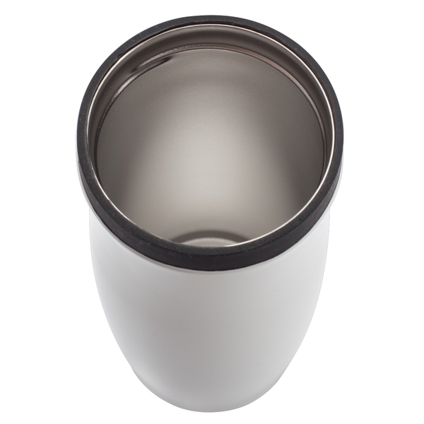 Kubek termiczny Viki 390 ml, czarny/biały z nadrukiem logo c