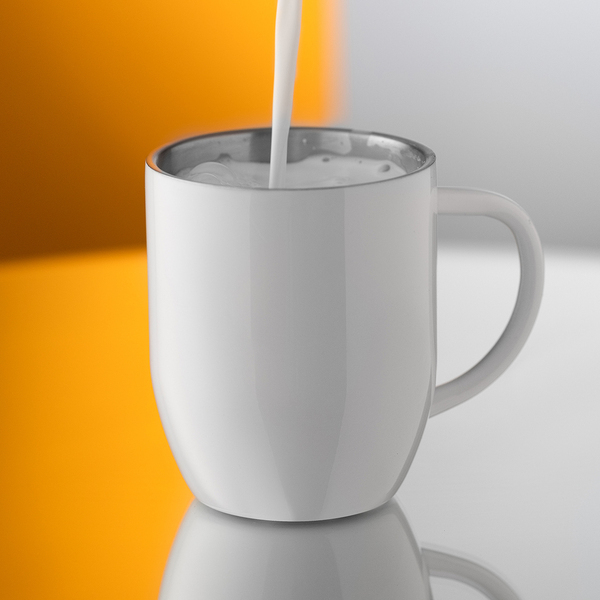 Kubek stalowy Day 350 ml, biały z nadrukiem logo f