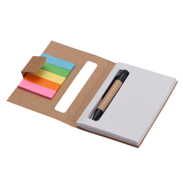 Notes 80x110/100k gładki Mini z długopisem, beżowy z nadrukiem logo a