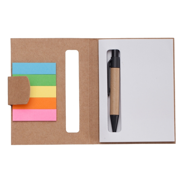 Notes 80x110/100k gładki Mini z długopisem, beżowy z nadrukiem logo c