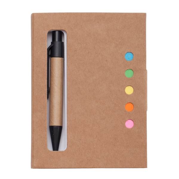 Notes 80x110/100k gładki Mini z długopisem, beżowy z nadrukiem logo d