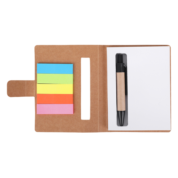 Notes 80x110/100k gładki Mini z długopisem, beżowy z nadrukiem logo