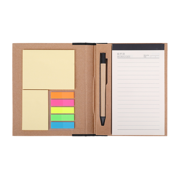Notes memo 100x180/70k linia Kraft Paper, czarny/beżowy z nadrukiem logo