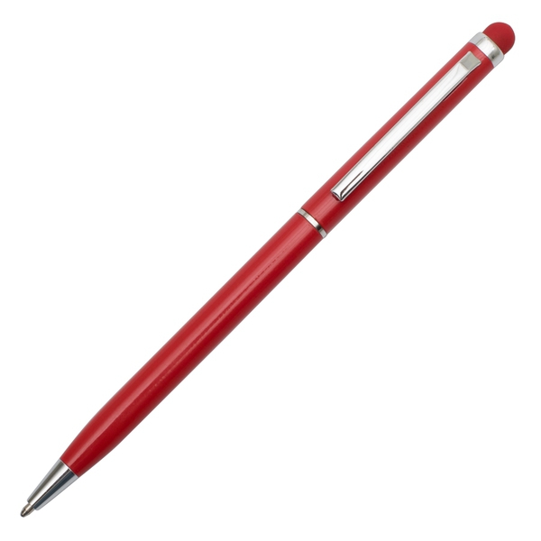 Długopis aluminiowy Touch Tip, ciemny czerwony z nadrukiem logo a