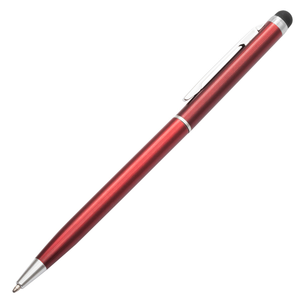 Długopis aluminiowy Touch Tip, czerwony z nadrukiem logo a