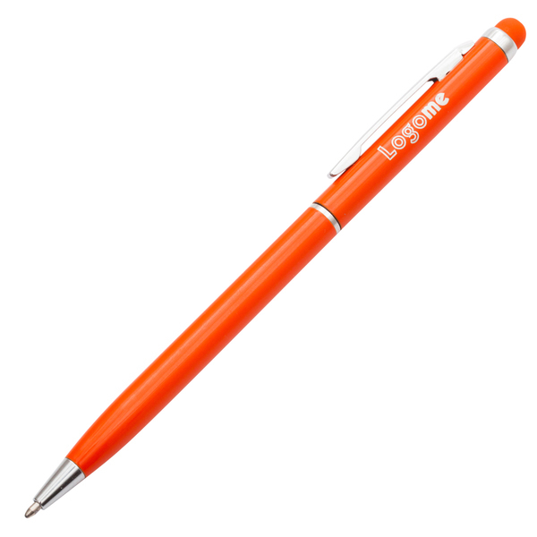 Długopis aluminiowy Touch Tip, pomarańczowy z nadrukiem logo c