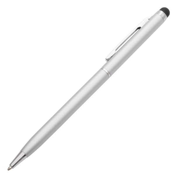 Długopis aluminiowy Touch Tip, srebrny z nadrukiem logo a