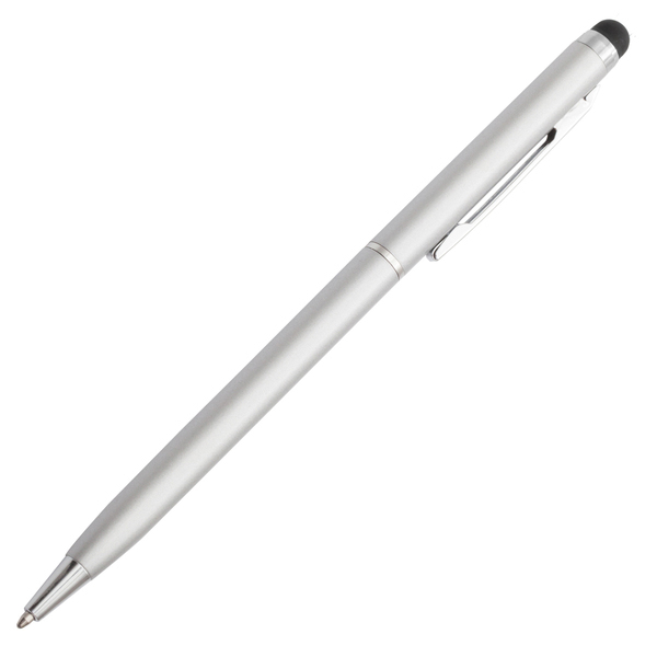 Długopis aluminiowy Touch Tip, srebrny z nadrukiem logo b