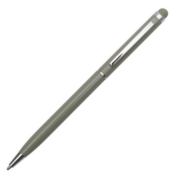 Długopis aluminiowy Touch Tip, szary z nadrukiem logo a