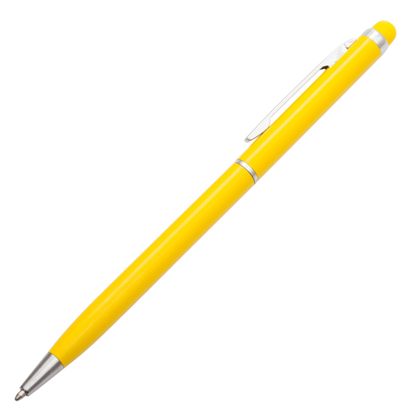 Długopis aluminiowy Touch Tip, żółty z nadrukiem logo a