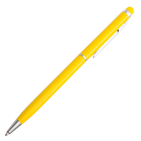 Długopis aluminiowy Touch Tip, żółty z nadrukiem logo b