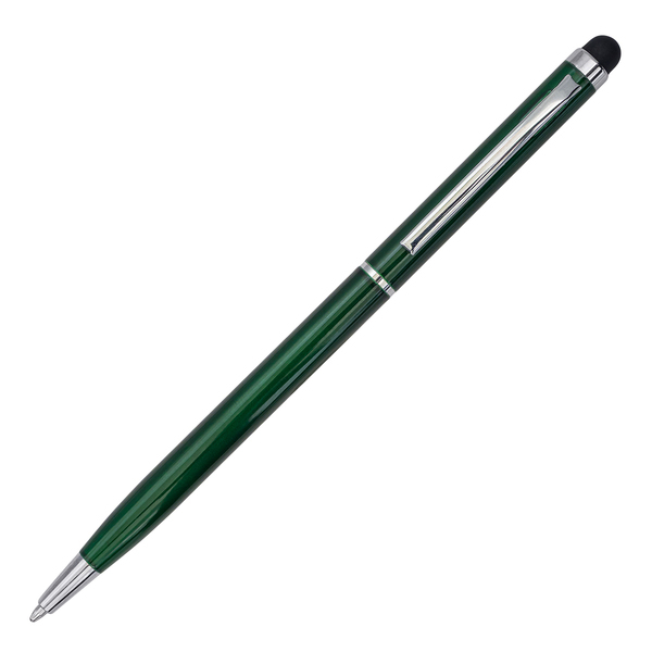 Długopis aluminiowy Touch Tip, ciemny zielony z nadrukiem logo a