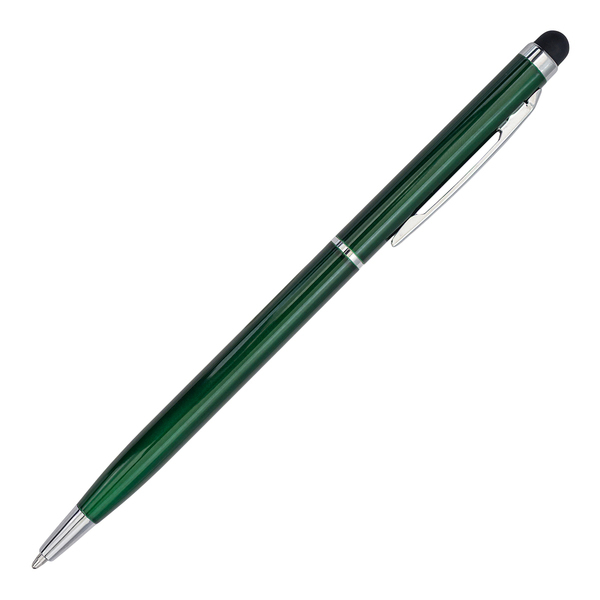 Długopis aluminiowy Touch Tip, ciemny zielony z nadrukiem logo b