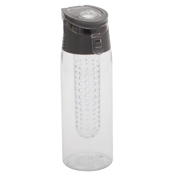 Bidon Frutello 700 ml, szary/transparentny z nadrukiem logo - zdjęcie produktu