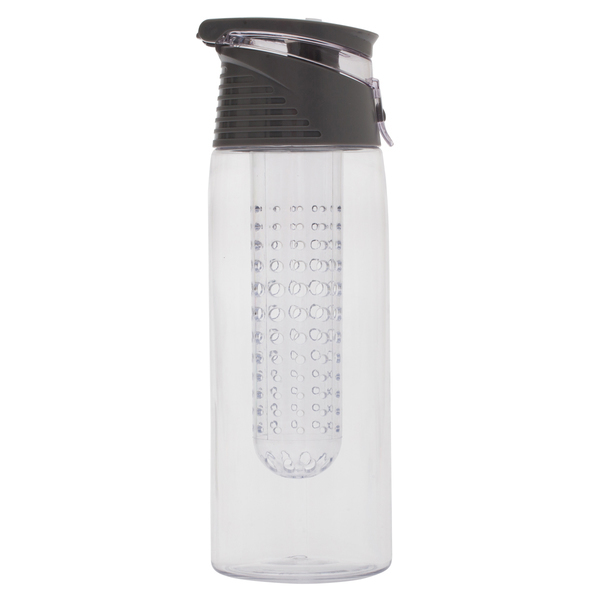 Bidon Frutello 700 ml, szary/transparentny z nadrukiem logo c