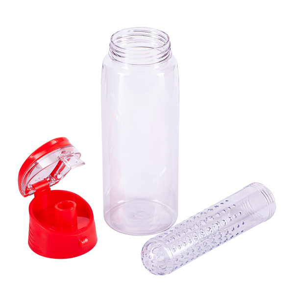 Bidon Frutello 700 ml, czerwony/transparentny z nadrukiem logo a