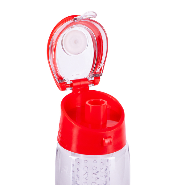 Bidon Frutello 700 ml, czerwony/transparentny z nadrukiem logo b