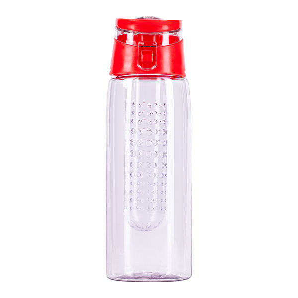 Bidon Frutello 700 ml, czerwony/transparentny z nadrukiem logo d