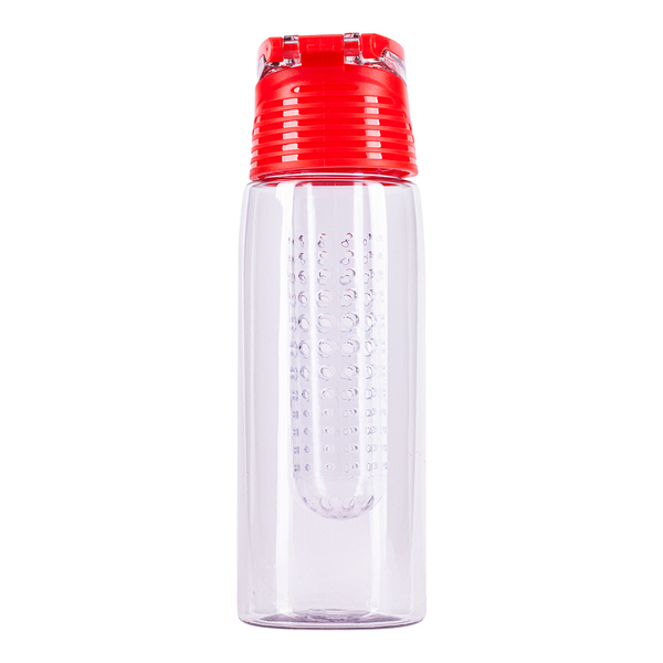 Bidon Frutello 700 ml, czerwony/transparentny z nadrukiem logo e