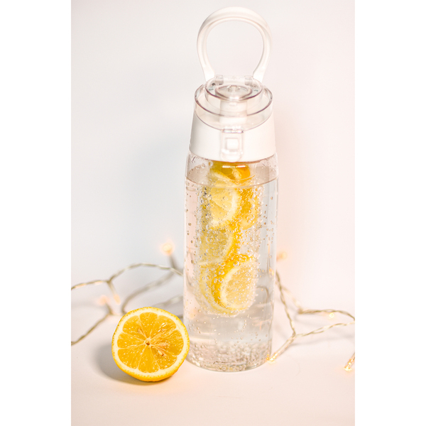 Bidon Frutello 700 ml, biały/transparentny z nadrukiem logo f