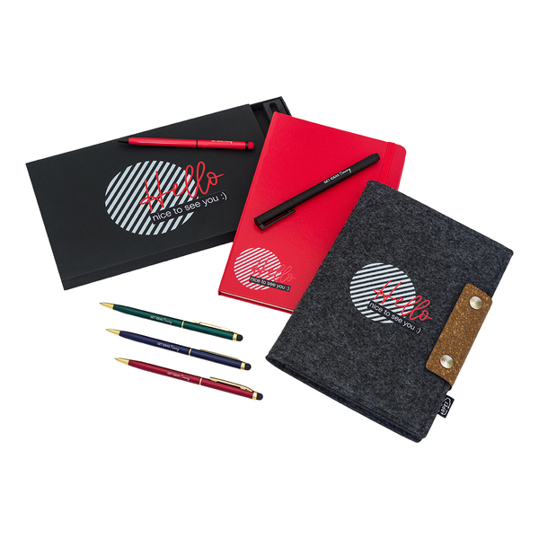 Długopis aluminiowy Touch Tip Gold, granatowy z nadrukiem logo c
