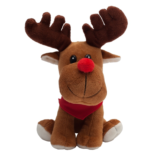 Maskotka Happy Reindeer, brązowy z nadrukiem logo a