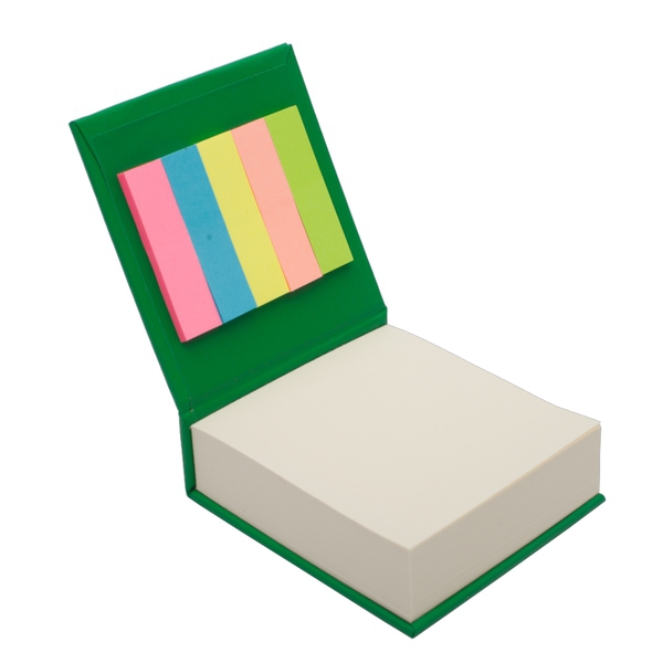 Blok z karteczkami, zielony z nadrukiem logo - zdjęcie produktu