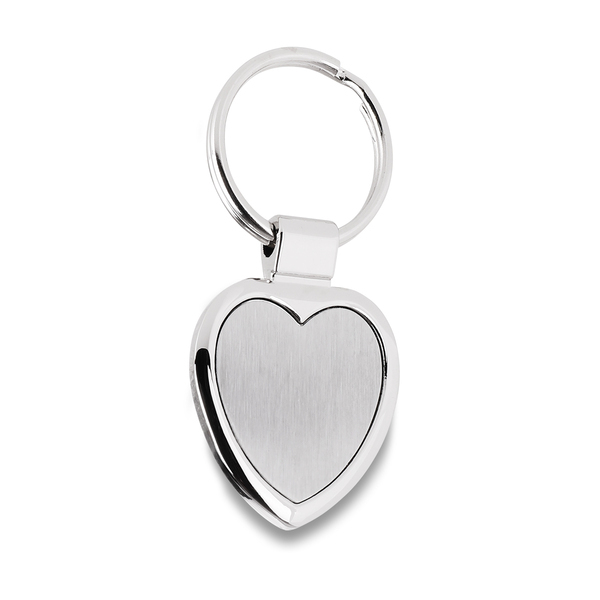 Brelok metalowy Stout Heart, srebrny z grawerem logo e