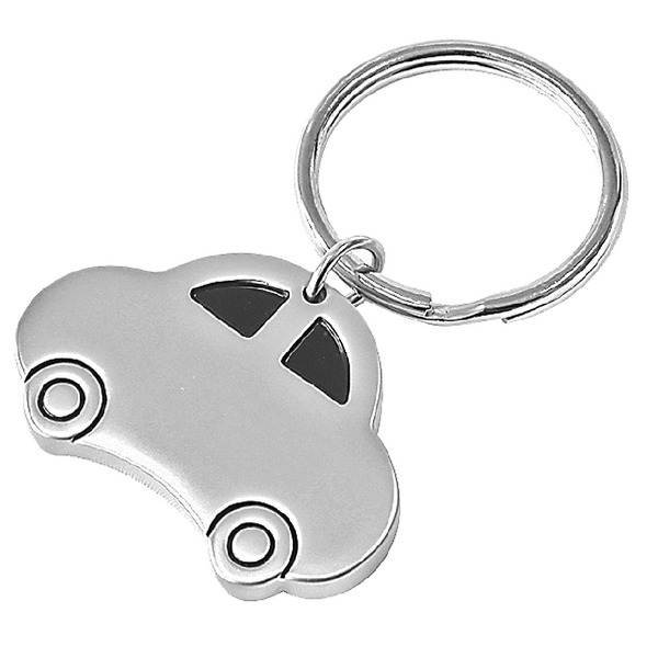 Brelok metalowy Auto, srebrny z nadrukiem logo c