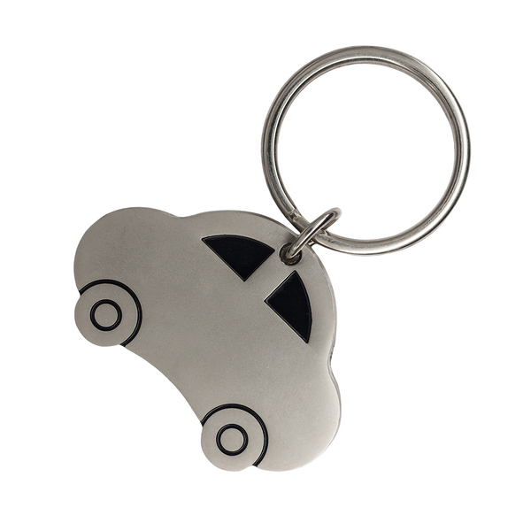 Brelok metalowy Auto, srebrny z nadrukiem logo b