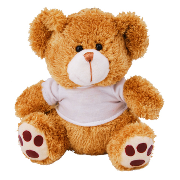 Maskotka Teddy Bear, brązowy z nadrukiem logo a