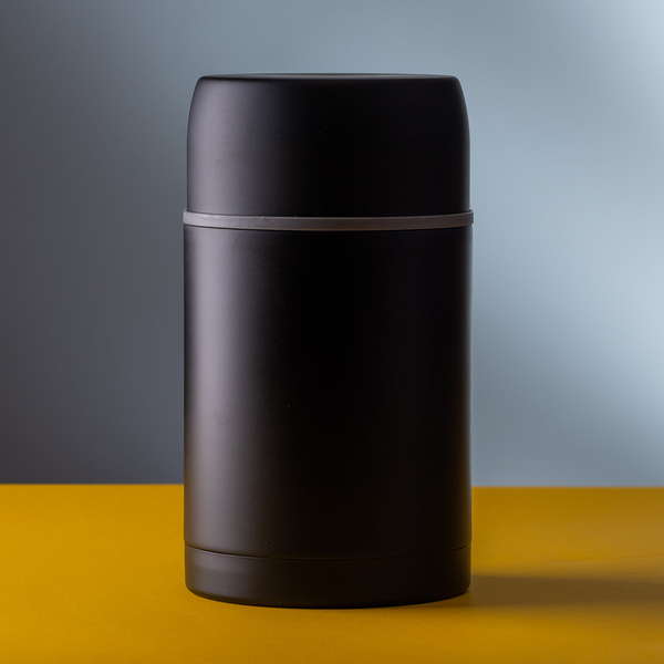 Pojemnik próżniowy Termo 800 ml, czarny z nadrukiem logo d