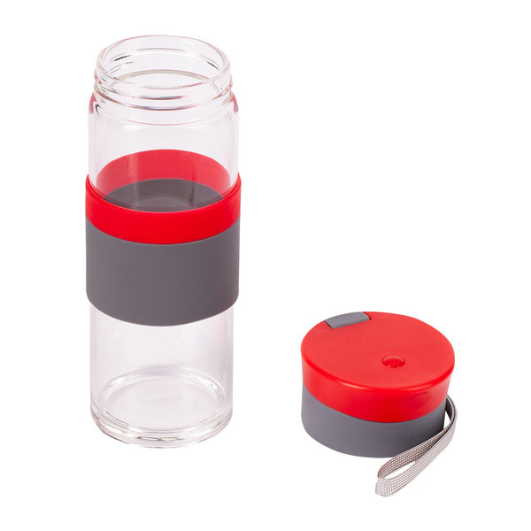 Szklana butelka Top Form 440 ml, czerwony z nadrukiem logo a