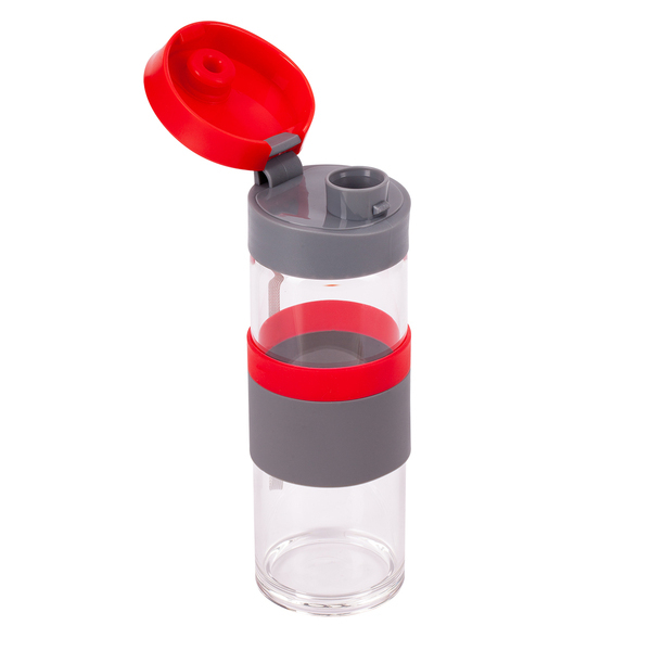Szklana butelka Top Form 440 ml, czerwony z nadrukiem logo b