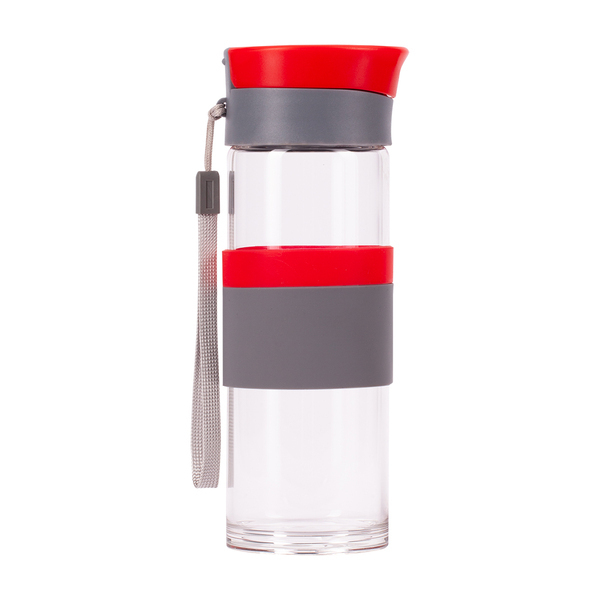 Szklana butelka Top Form 440 ml, czerwony z nadrukiem logo d