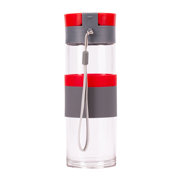 Szklana butelka Top Form 440 ml, czerwony z nadrukiem logo f