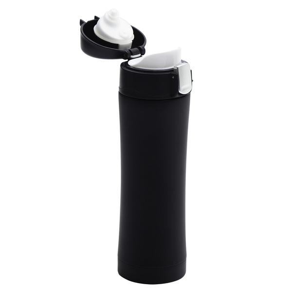 Kubek termiczny Secure 400 ml, czarny z nadrukiem logo b