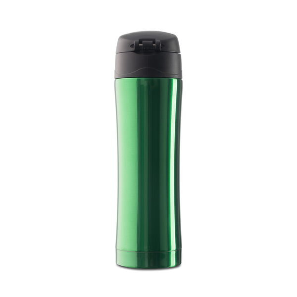 Kubek termiczny Secure 400 ml, zielony z nadrukiem logo a