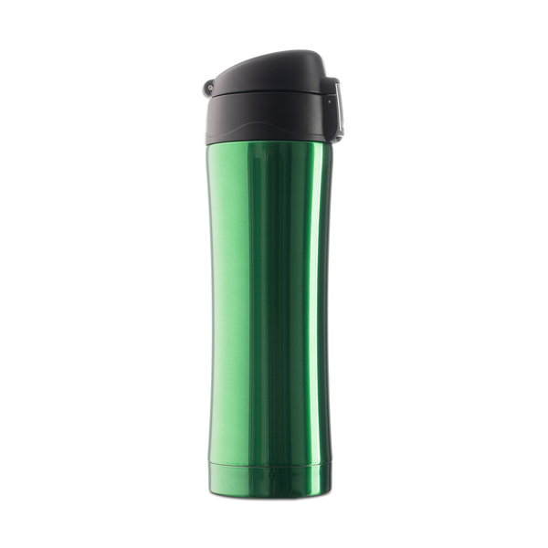 Kubek termiczny Secure 400 ml, zielony z nadrukiem logo b