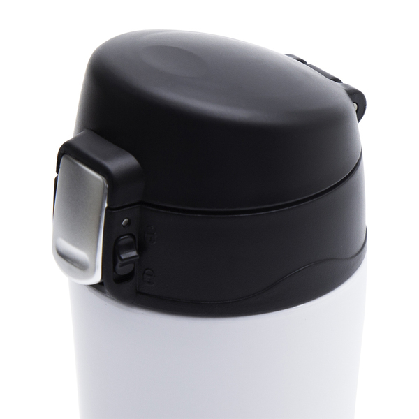 Kubek termiczny Secure 400 ml, biały z nadrukiem logo e