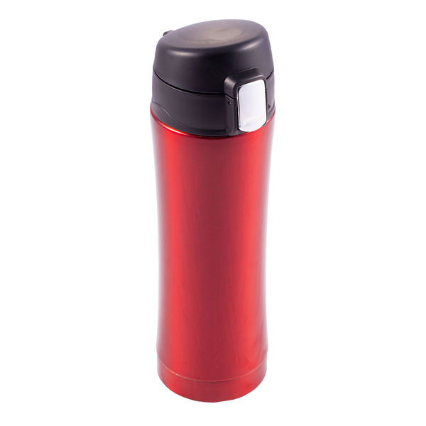 Kubek termiczny Secure 400 ml, czerwony z nadrukiem logo a